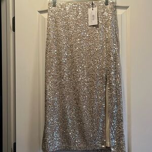 Greylin Karla sequin champagne midi skirt size medium